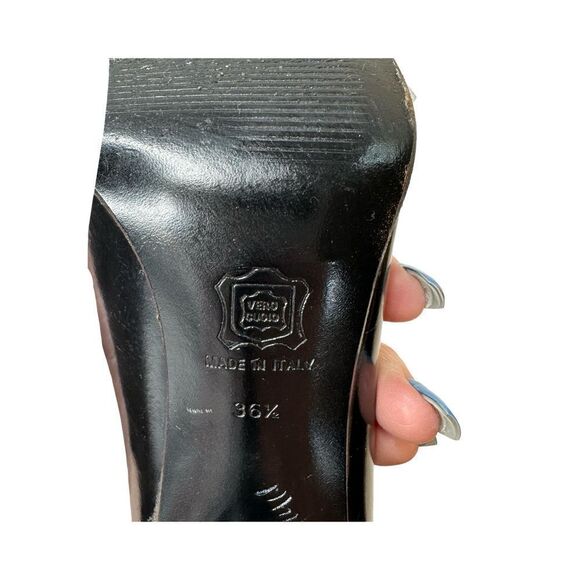 Dolce & Gabbana 1990’s Patent Black Round Toe Shaped Heel Size 36.5 EU 6.5 US - Picture 10 of 17